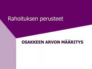rahoituksen perusteet