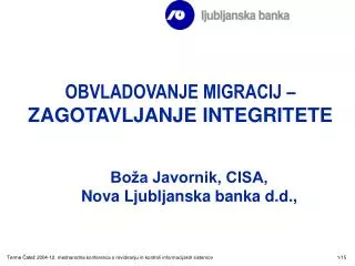 obvladovanje migracij zagotavljanje integritete