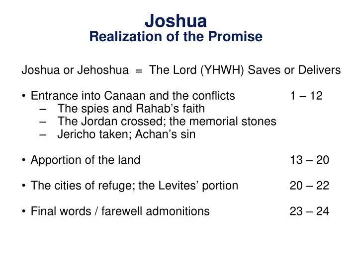 joshua realization of the promise