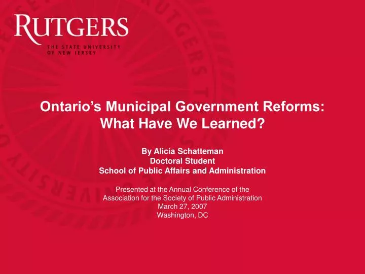 ontario s municipal government reforms what have we learned