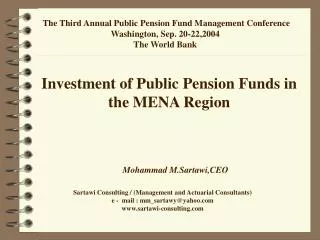 Investment of Public Pension Funds in the MENA Region