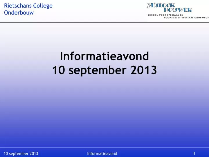 informatieavond 10 september 2013