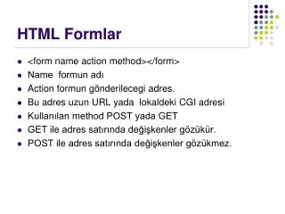 HTML Formlar