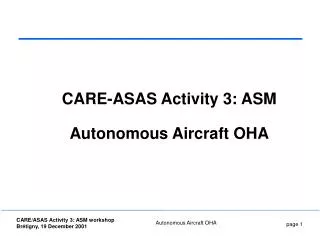 CARE-ASAS Activity 3: ASM Autonomous Aircraft OHA