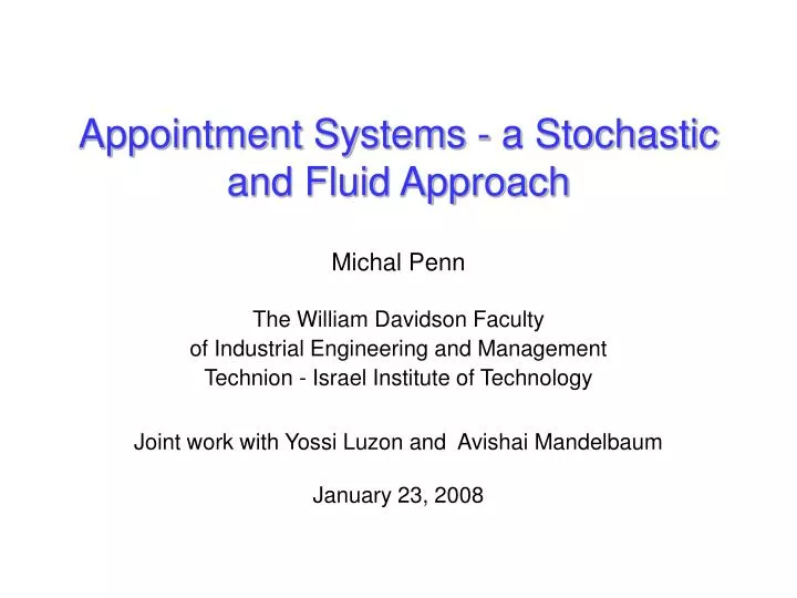 appointment systems a stochastic and fluid approach