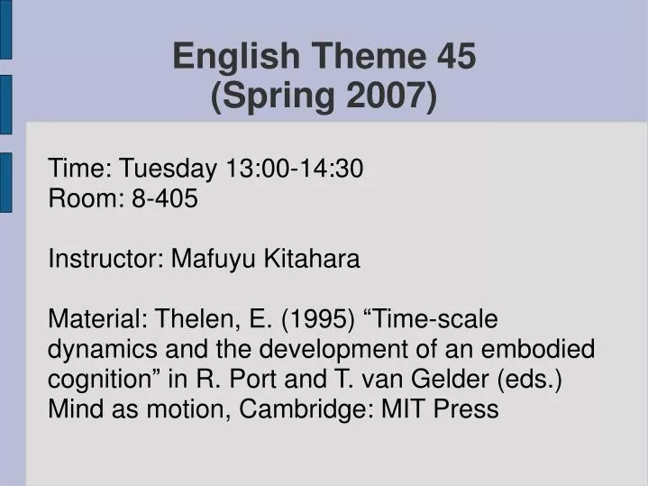 english theme 45 spring 2007