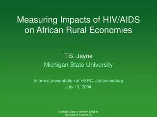 Measuring Impacts of HIV/AIDS on African Rural Economies