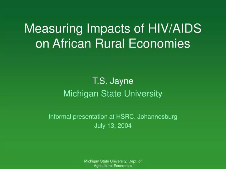 measuring impacts of hiv aids on african rural economies