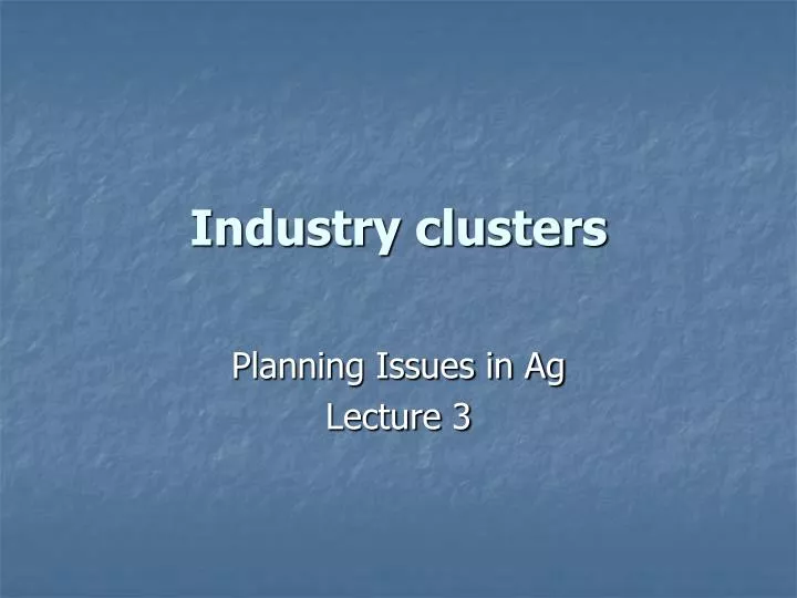 industry clusters