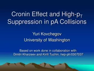 Cronin Effect and High-p T Suppression in pA Collisions