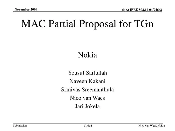 mac partial proposal for tgn