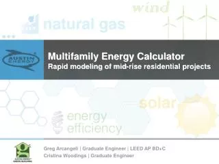 Multifamily Energy Calculator Rapid modeling of mid-rise residential projects