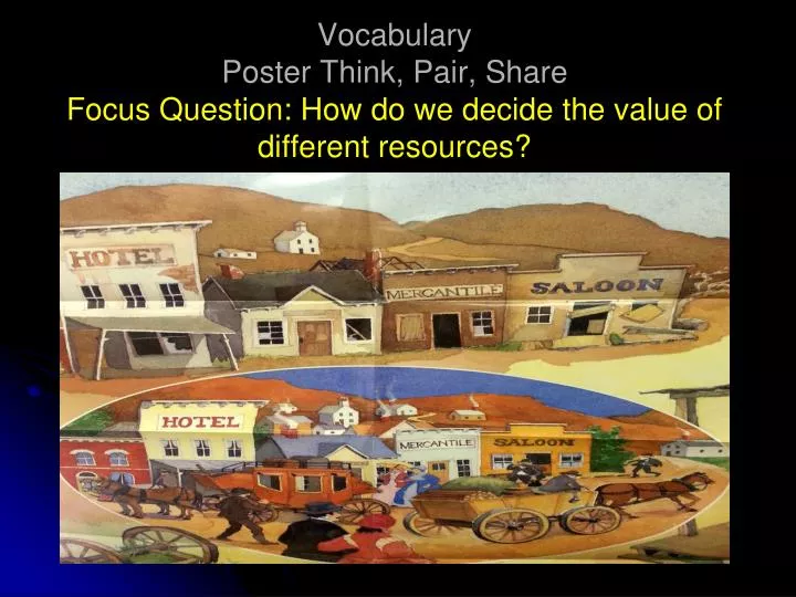 vocabulary poster think pair share focus question how do we decide the value of different resources