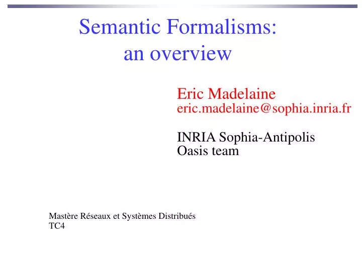 semantic formalisms an overview