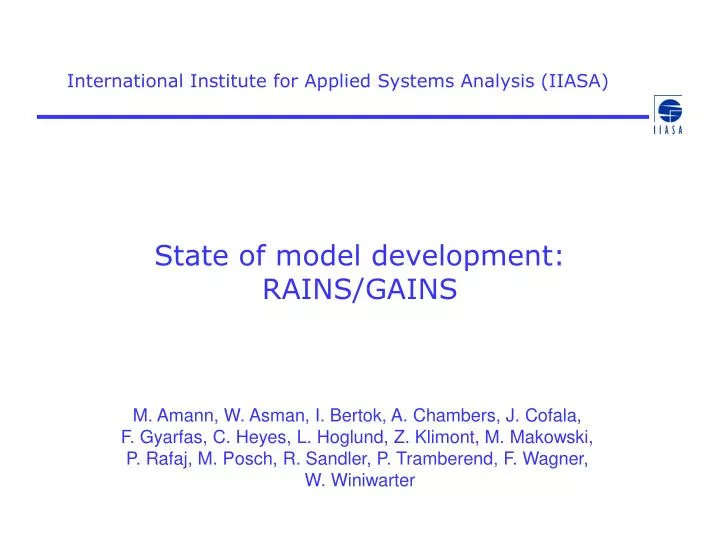 international institute for applied systems analysis iiasa
