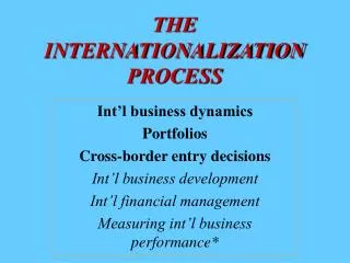 THE INTERNATIONALIZATION PROCESS