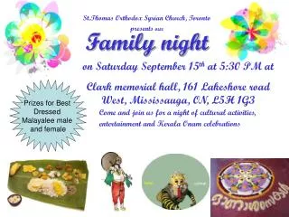 St.Thomas Orthodox Syrian Church, Toronto presents our Family night