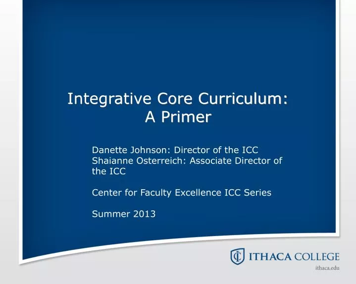 integrative core curriculum a primer