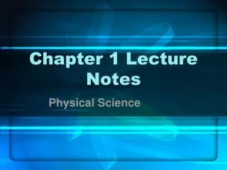 Chapter 1 Lecture Notes