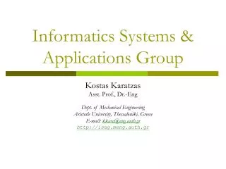 Informatics Systems &amp; Applications Group