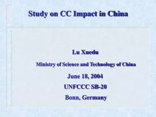Study on CC Impact in China