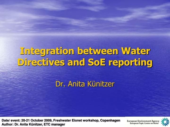 integration between water directives and soe reporting