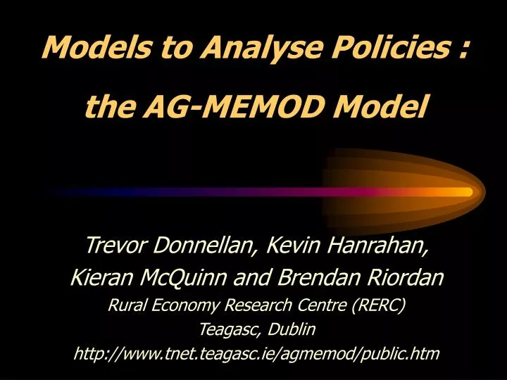 models to a nalys e polic ies the ag memod model