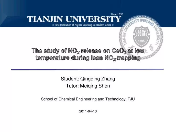 the study of no x release on ceo 2 at low temperature during lean no x trapping