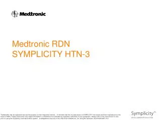 Medtronic RDN SYMPLICITY HTN-3