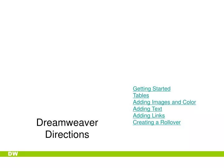dreamweaver directions