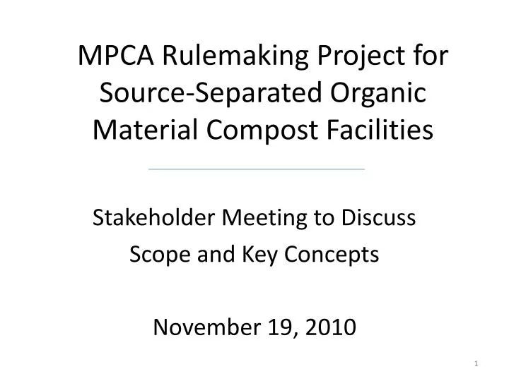 mpca rulemaking project for source separated organic material compost facilities