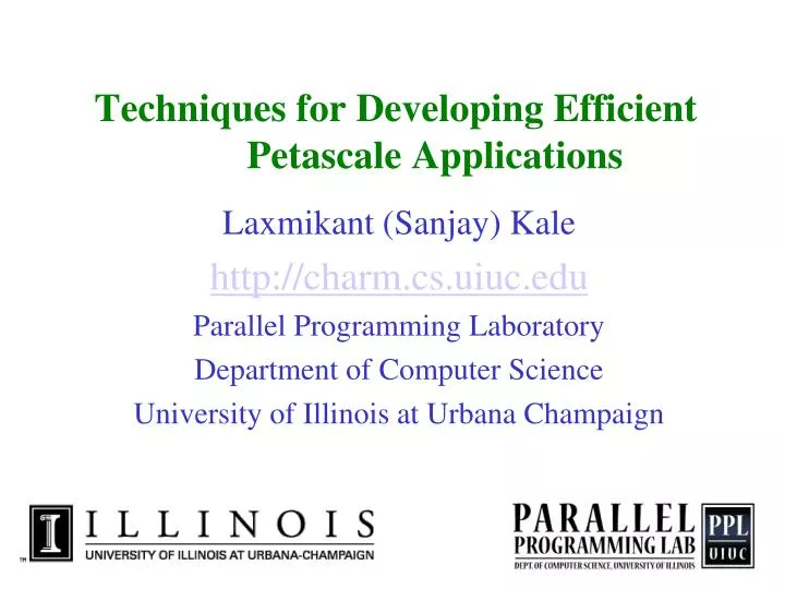 techniques for developing efficient petascale applications