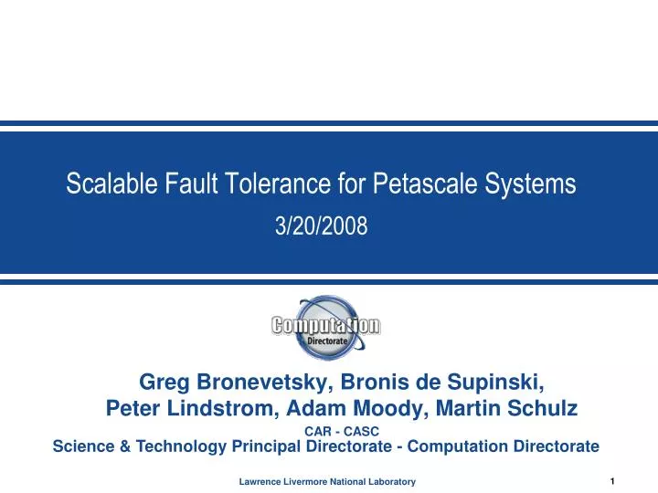 scalable fault tolerance for petascale systems 3 20 2008
