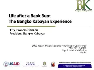 Life after a Bank Run: The Bangko Kabayan Experience