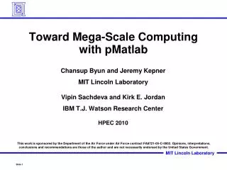 Toward Mega-Scale Computing with pMatlab