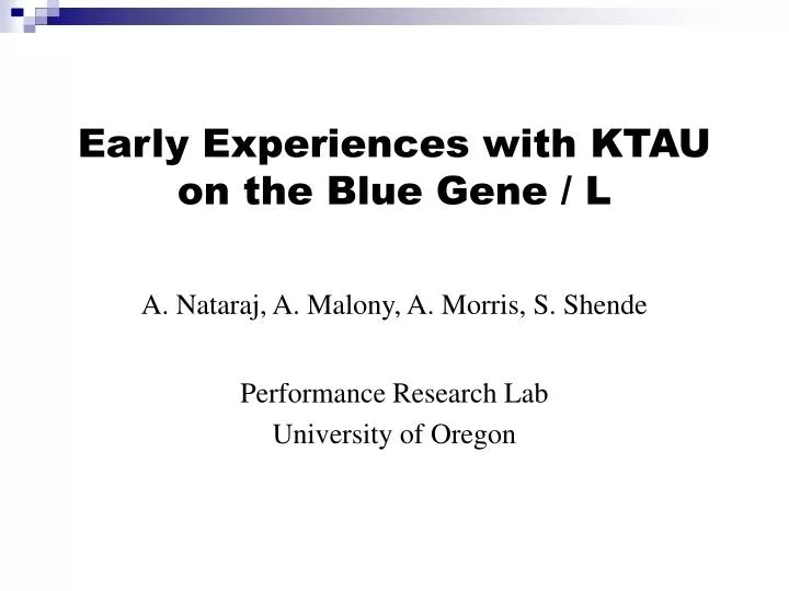 early experiences with ktau on the blue gene l
