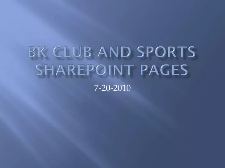 bk club and sports sharepoint pages