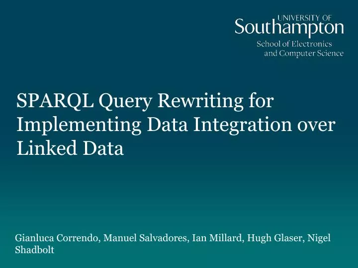 sparql query rewriting for implementing data integration over linked data
