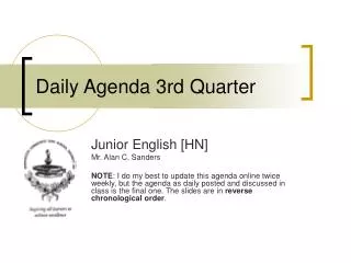 Daily Agenda 3rd Quarter