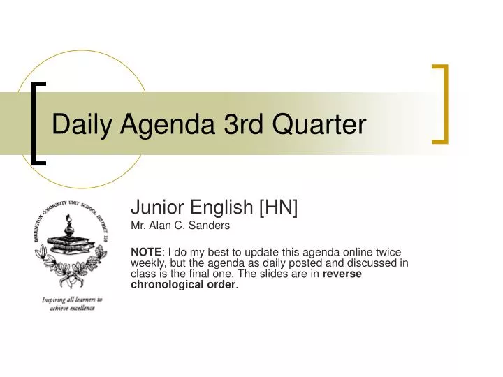 daily agenda 3rd quarter