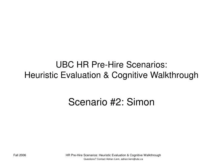 ubc hr pre hire scenarios heuristic evaluation cognitive walkthrough