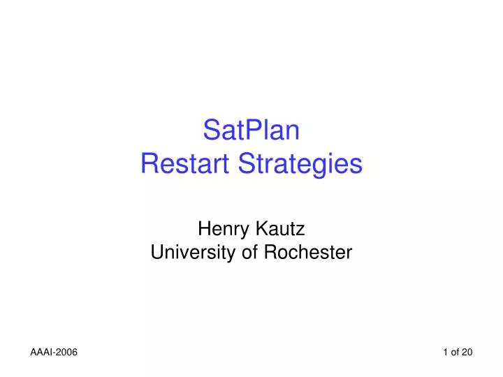 satplan restart strategies