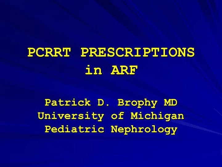 pcrrt prescriptions in arf