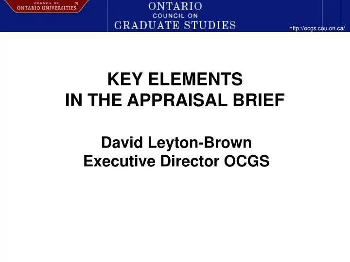key elements in the appraisal brief