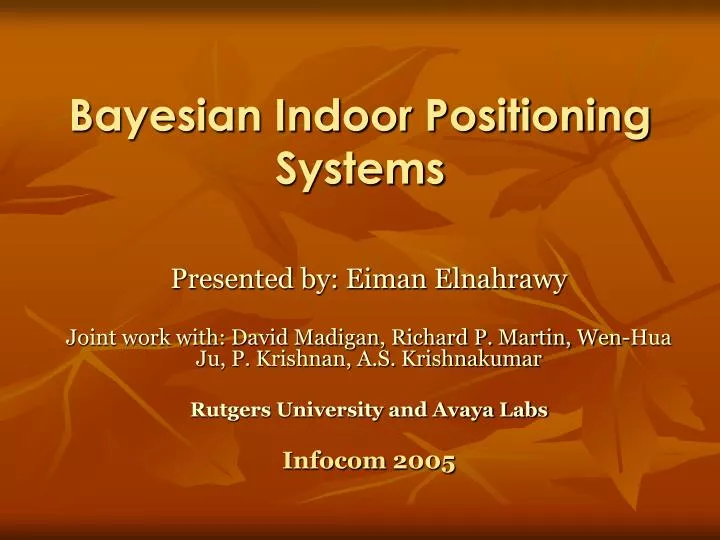 bayesian indoor positioning systems