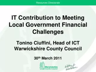 IT Contribution to Meeting Local Government Financial Challenges