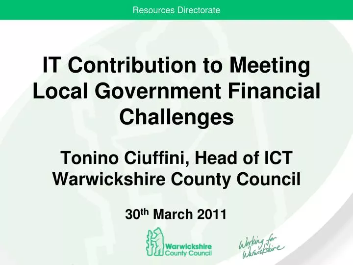 it contribution to meeting local government financial challenges