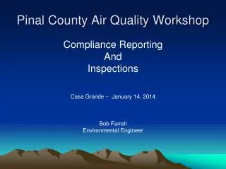 Pinal County Air Quality Workshop