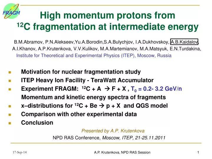 high momentum protons from 12 c fragmentation at intermediate energy