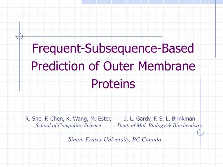 frequent subsequence based prediction of outer membrane proteins